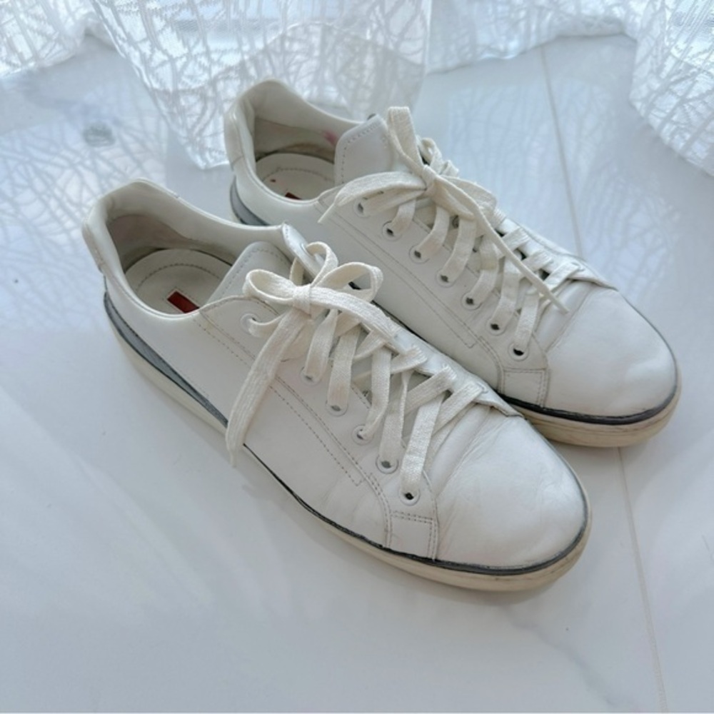 Prada Sport Leather White Sneakers - Size 40